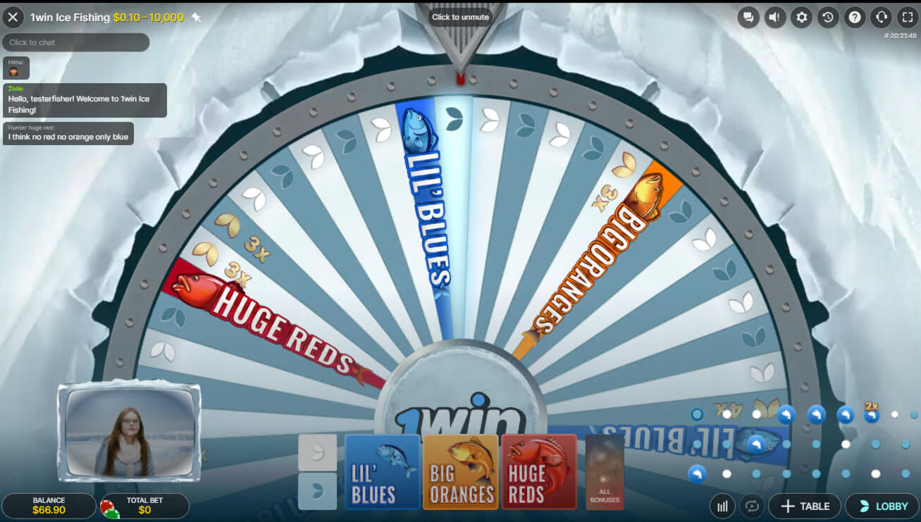 Ice Fishing in gioco — ruota live con dealer Evolution Gaming